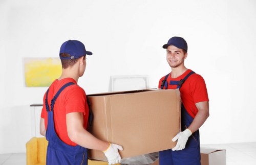 Packed moving boxes ready for local removals in West Hendon