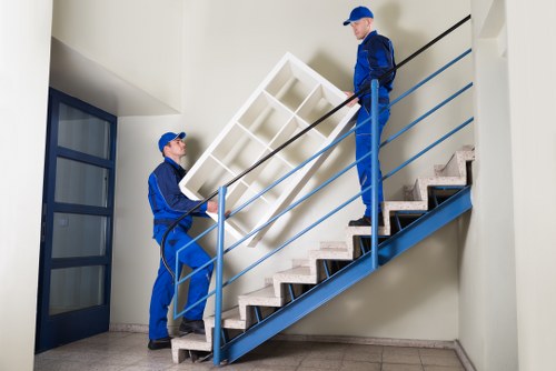 Office furniture and equipment being moved for a West Hendon business