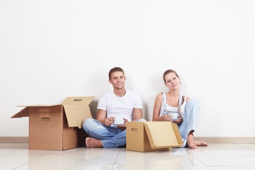 Careful handling of desks, chairs, and office supplies during a move