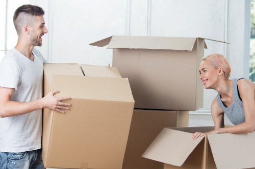 Office furniture and IT equipment being organised for relocation in West Hendon