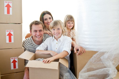Business preparing for an office relocation with labelled boxes and equipment