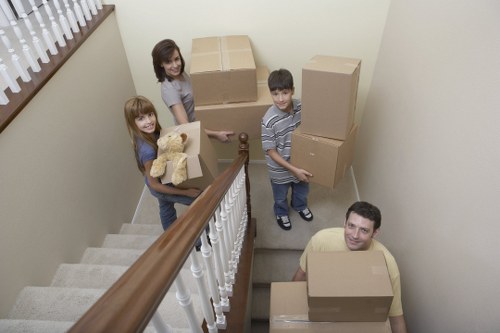 Moving van and boxes during a West Hendon house move